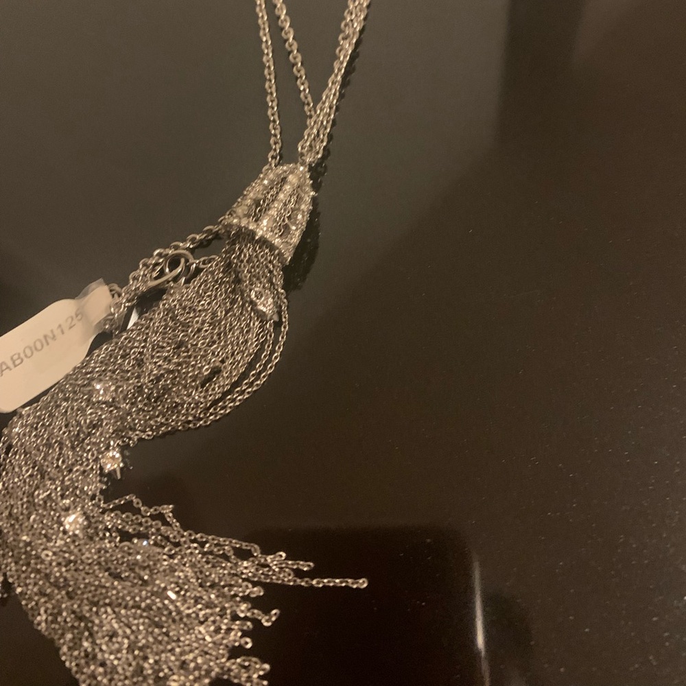 Alexis Bittar Cascading Silver Tassel Necklace